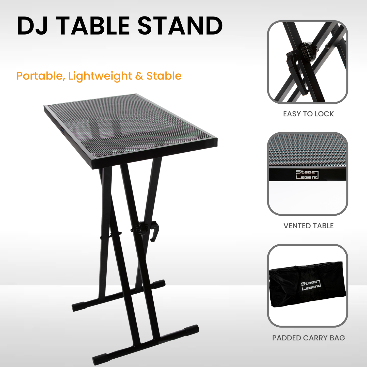 SL-363 DJ Table - Portable DJ Stand - Stable Audio Mixer Stand