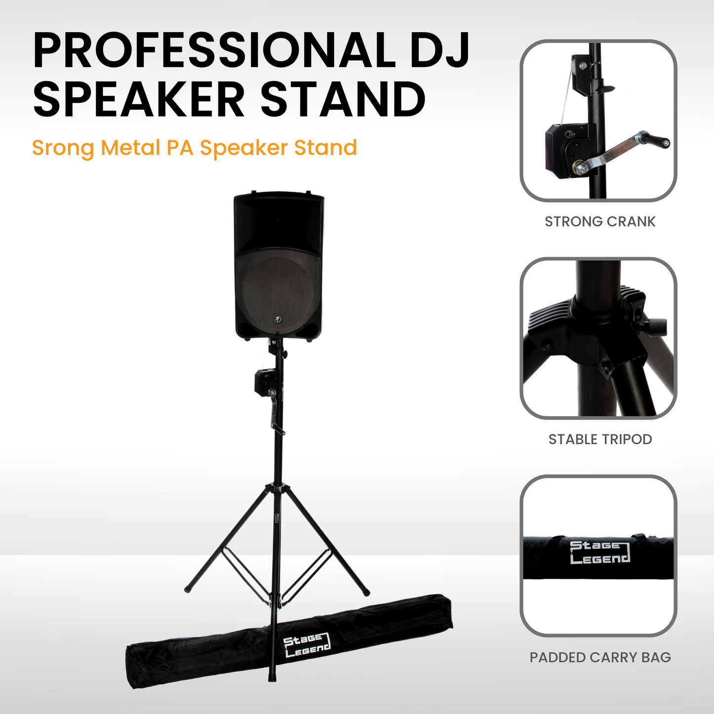 SL-568- Professional DJ Speaker Stand - Crank PA Speaker Pole with Carry Bag