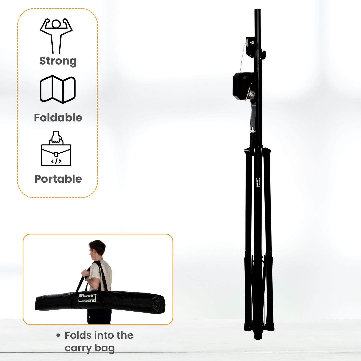SL-568- Professional DJ Speaker Stand - Crank PA Speaker Pole with Carry Bag