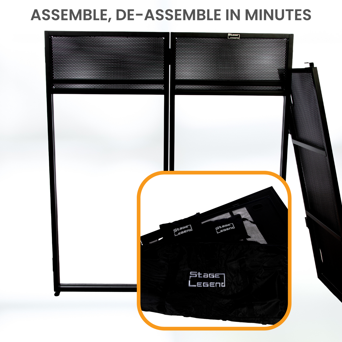 SL-8006 DJ Booth - Foldable & Portable - DJ Table Stand with Carry Bag, 2 Scims & 1 Corner Shelf