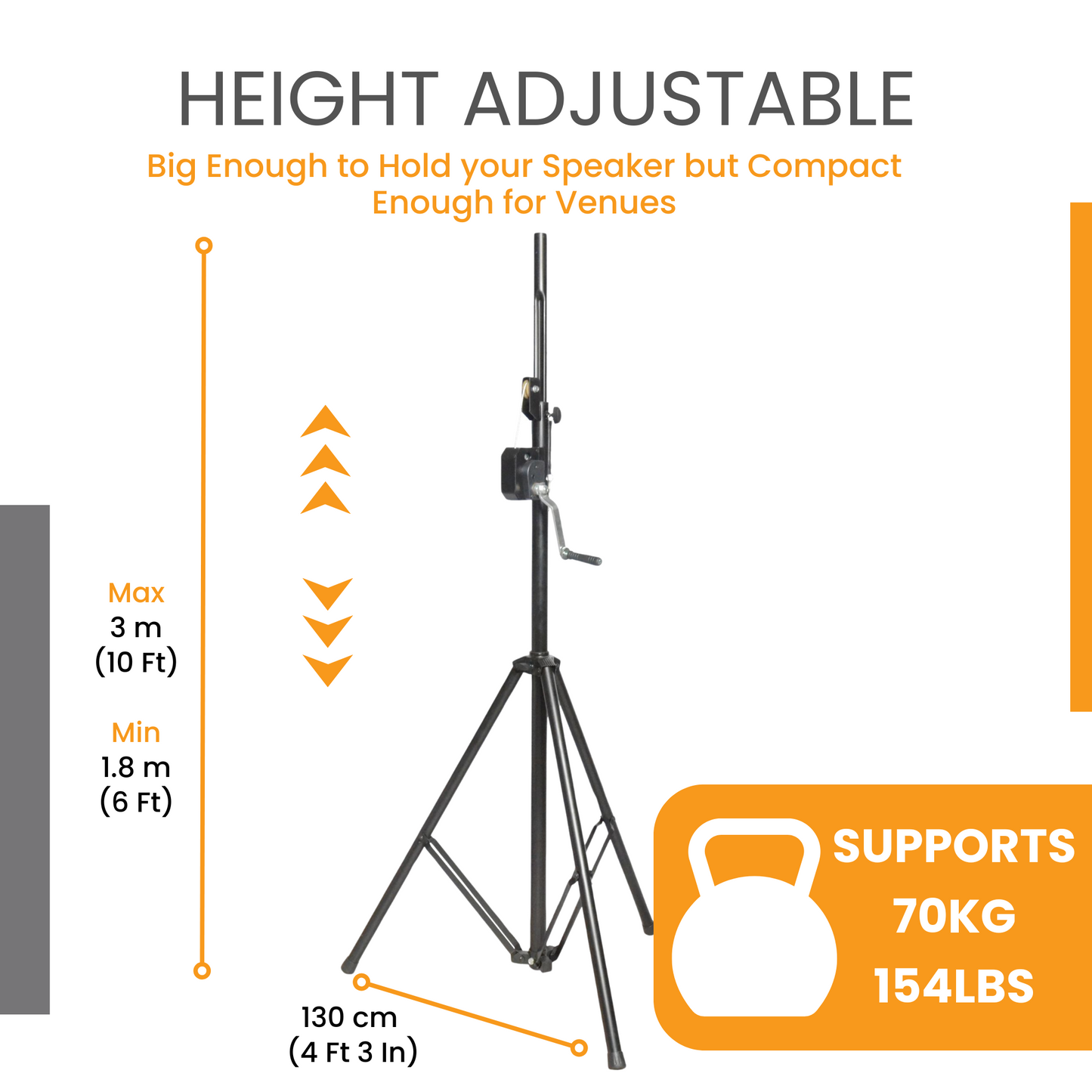 SL-568- Professional DJ Speaker Stand - Crank PA Speaker Pole with Carry Bag