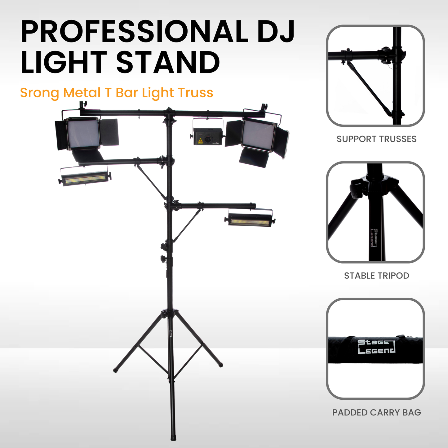 SL-552-Professional DJ Light Stand - Portable T-Bar Stage Lighting Stand / Truss
