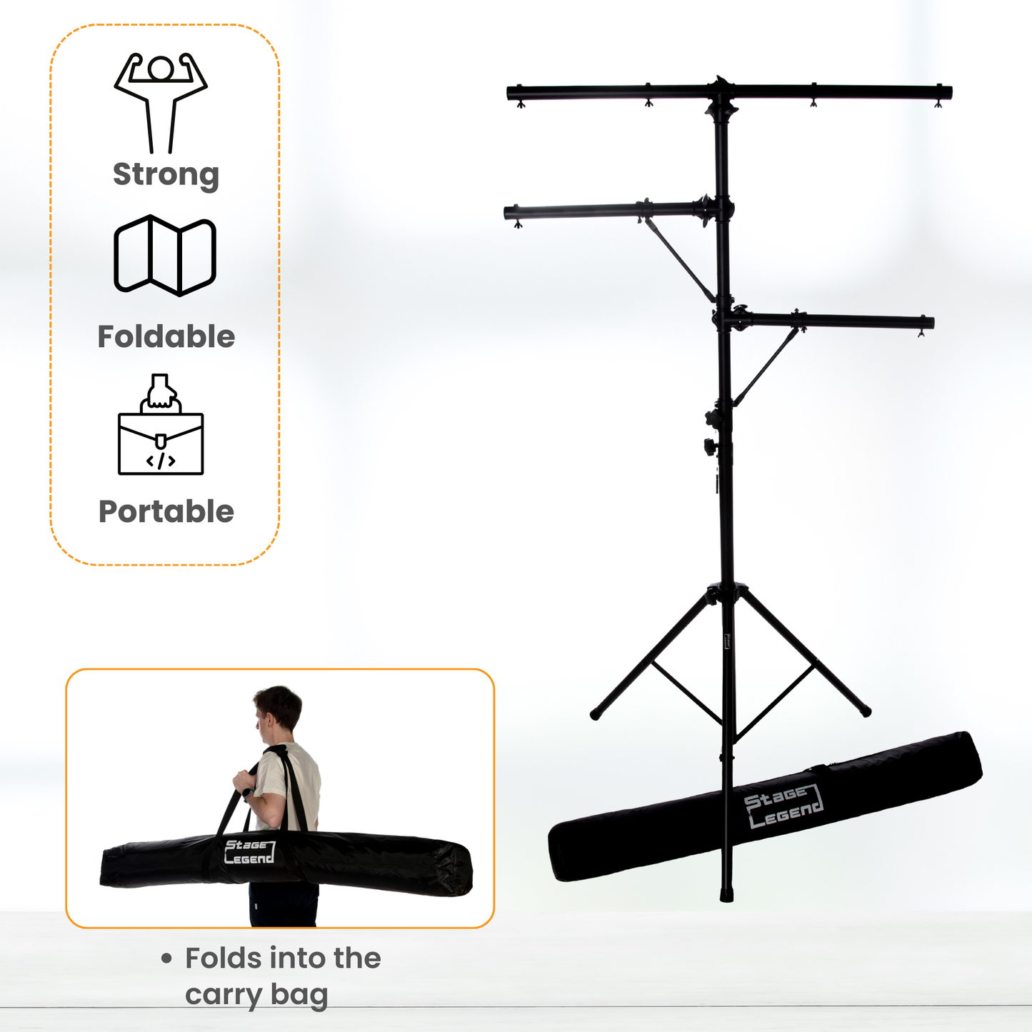 SL-552-Professional DJ Light Stand - Portable T-Bar Stage Lighting Stand / Truss