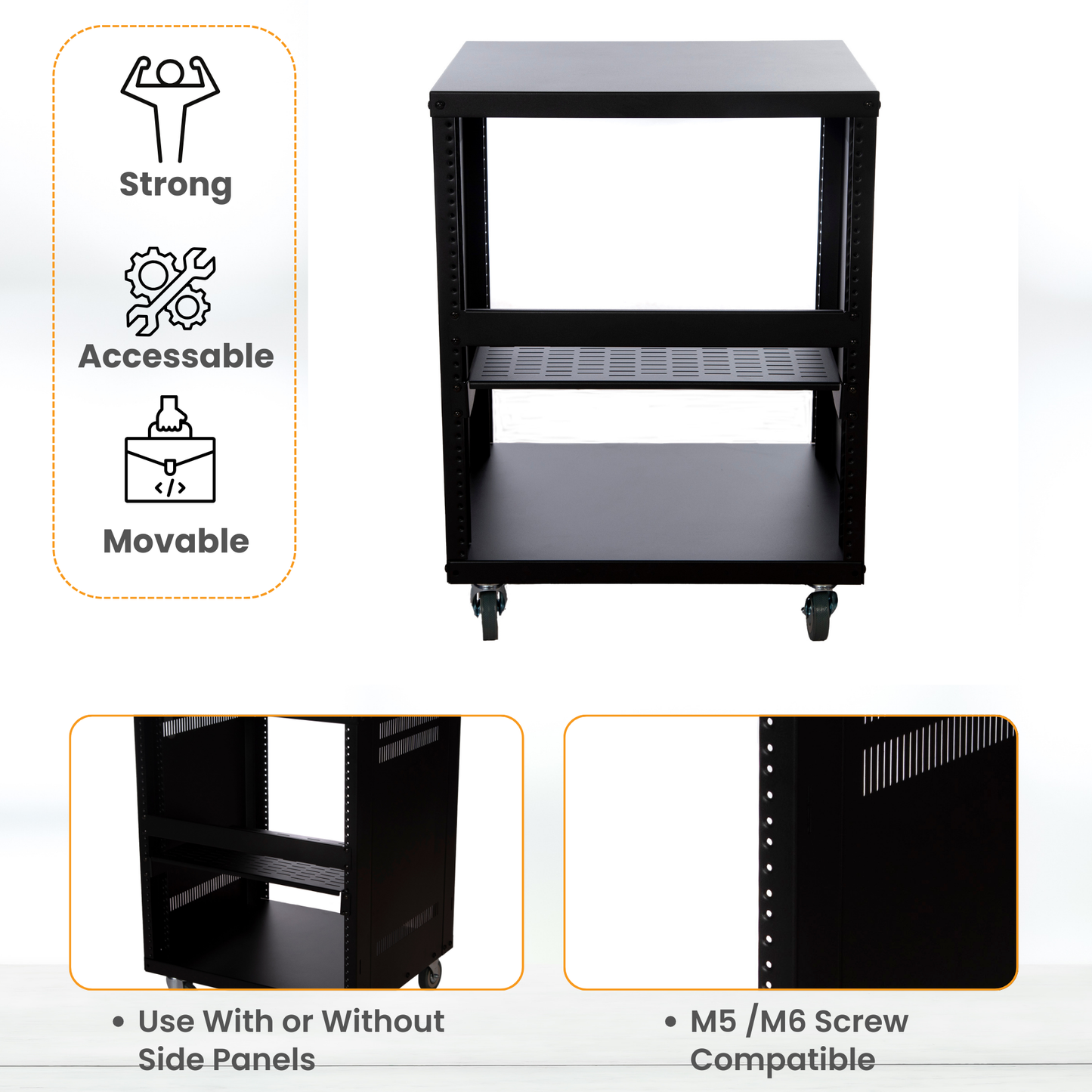 SL 438 12U Server Rack - Network / AV / Computer Rack Cabinet with Bonus Shelf