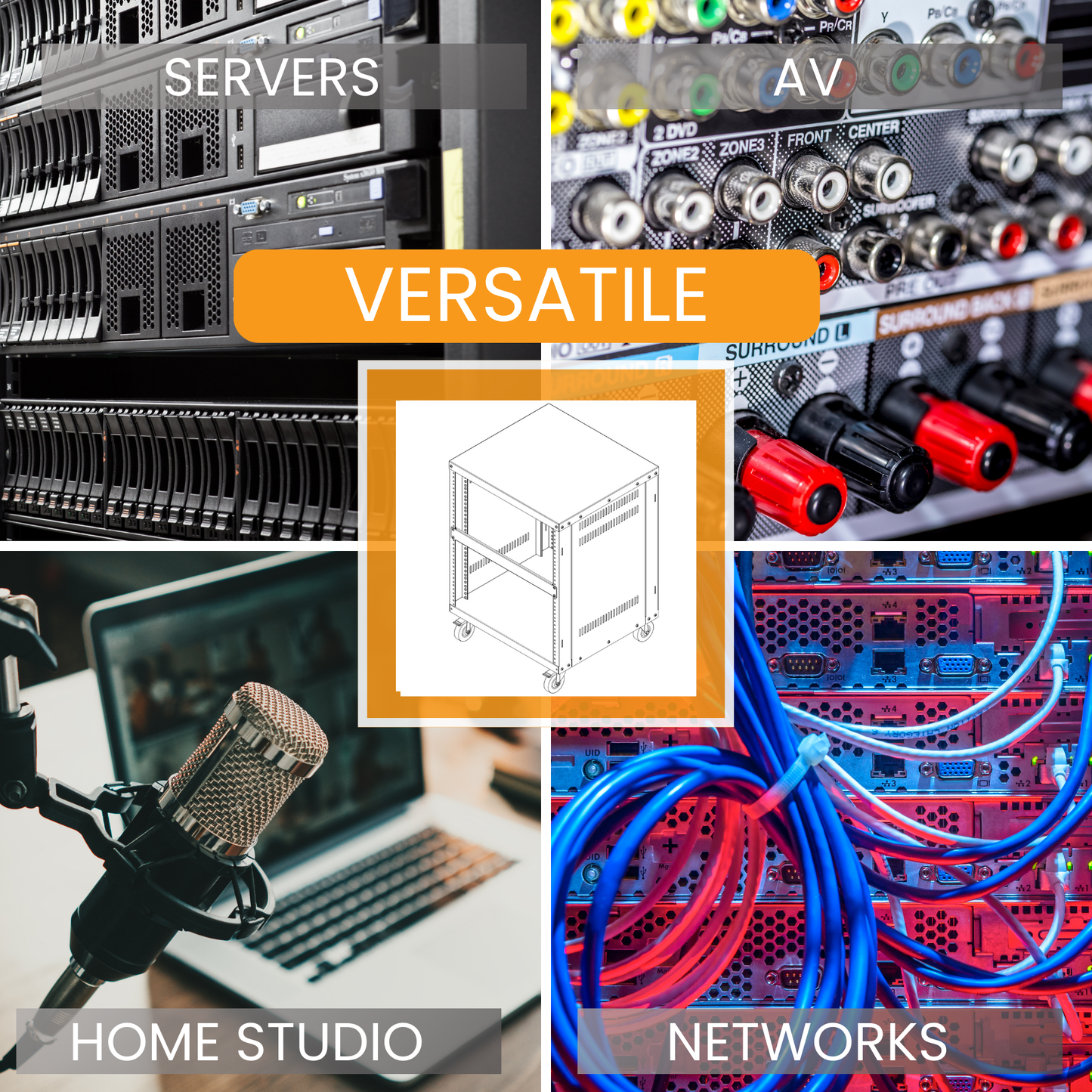 SL 438 12U Server Rack - Network / AV / Computer Rack Cabinet with Bonus Shelf