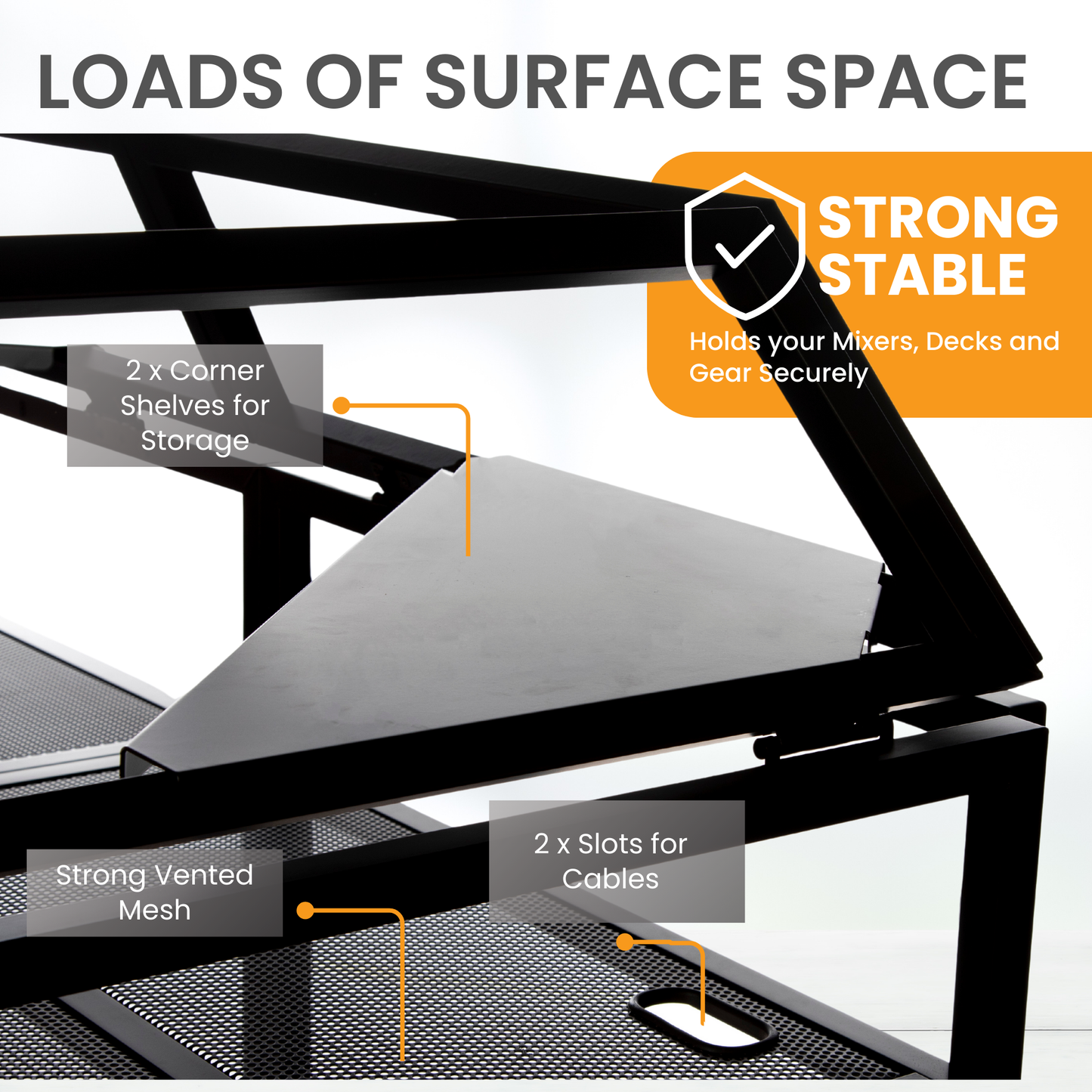 SL-8002 DJ Booth - Foldable & Portable -  DJ Table Stand with Carry Bag, 2 Scims & 2 Corner Shelves