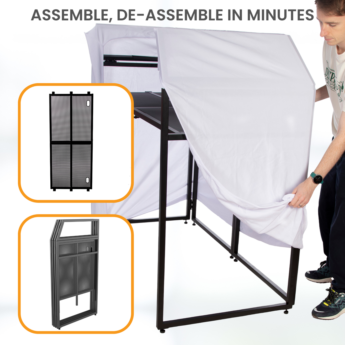 SL-8002 DJ Booth - Foldable & Portable -  DJ Table Stand with Carry Bag, 2 Scims & 2 Corner Shelves