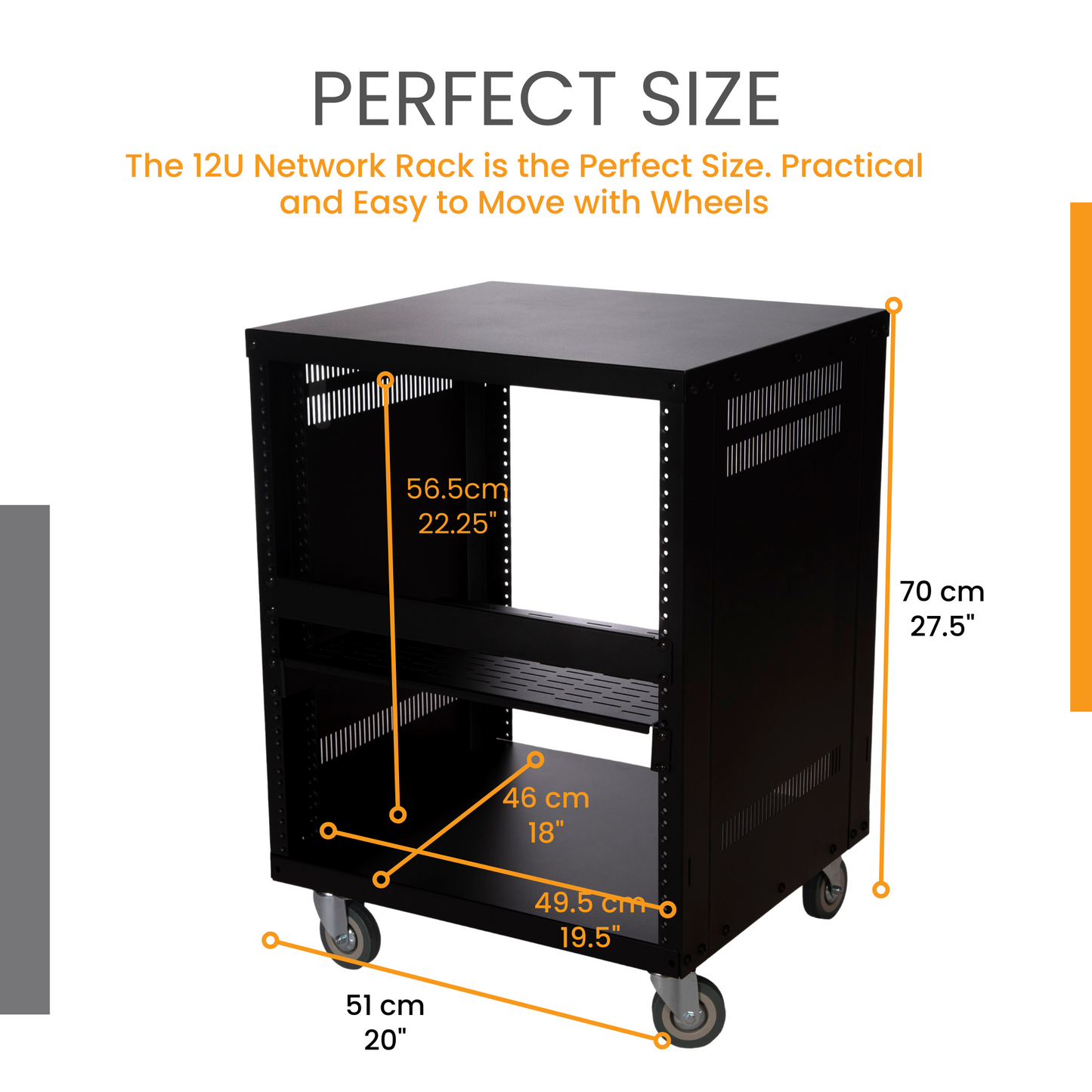 SL 438 12U Server Rack - Network / AV / Computer Rack Cabinet with Bonus Shelf