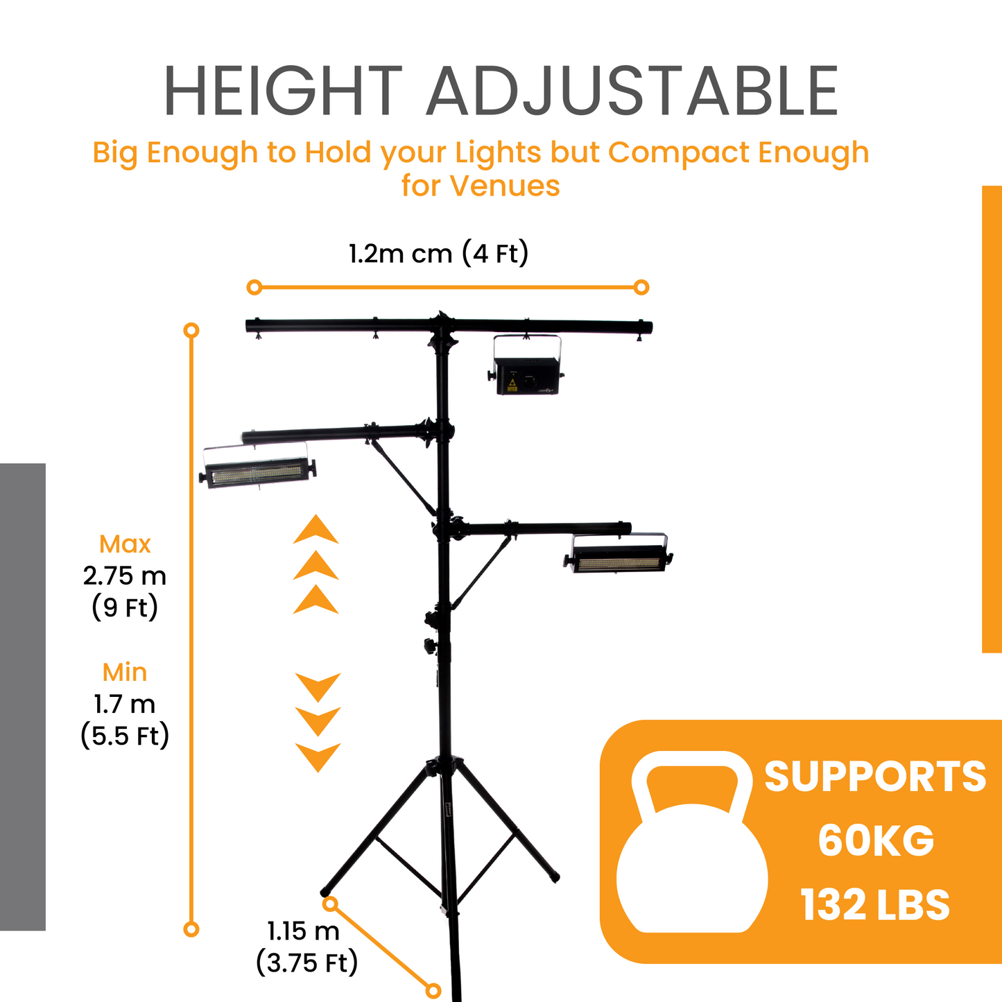 SL-552-Professional DJ Light Stand - Portable T-Bar Stage Lighting Stand / Truss